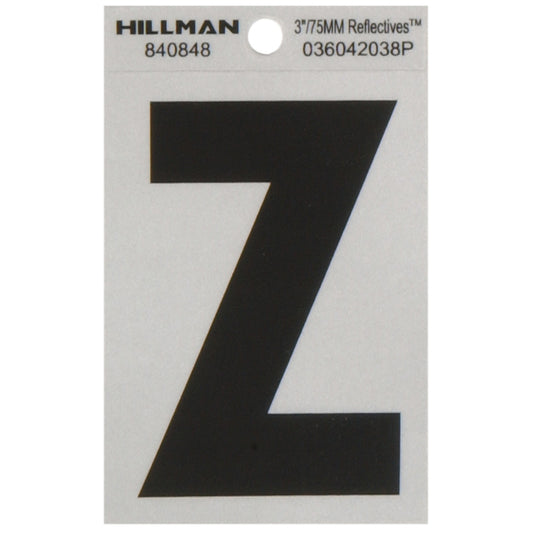 Hillman 3 in. Reflective Black Mylar Self-Adhesive Letter Z 1 pc (Pack of 6)