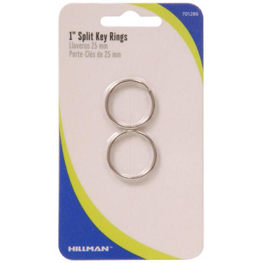Hillman 1 In. Dia. Tempered Steel Silver Split Rings/Cable Rings Key Ring