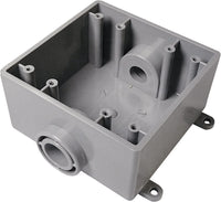 Cantex New and Old Work 32 cu in Square PVC 2 gang Outlet Box Gray - Deal of The Week