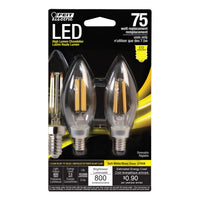 Feit Electric Blunt Tip E12 (Candelabra) LED Bulb Soft White 75 Watt Equivalence (Pack of 6)