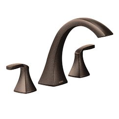 Oil rubbed bronze two-handle high arc roman tub faucet