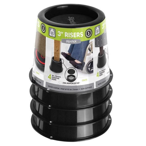 Slipstick Plastic Bed Risers Black Round 4 pk (Pack of 4)