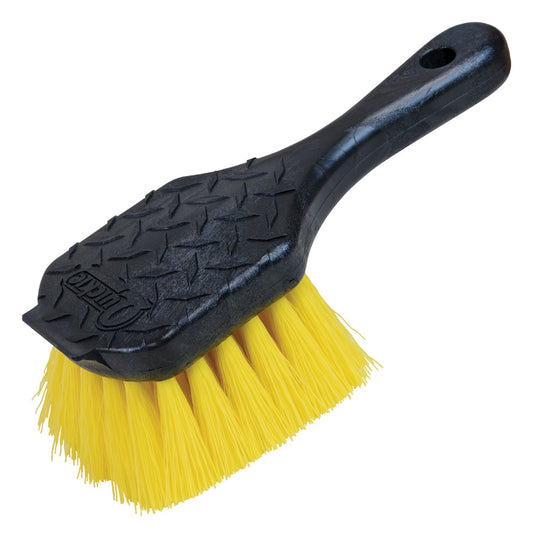 Quickie Black/Yellow 8.5 L in. Plastic Handle Medium Bristle Stiffness Gong Brush 4.5 W in.
