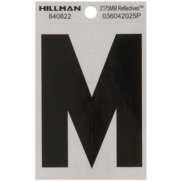 Letra autoadhesiva M de Mylar reflectante negra Hillman, 3 in, 1 pieza - oferta de la semana