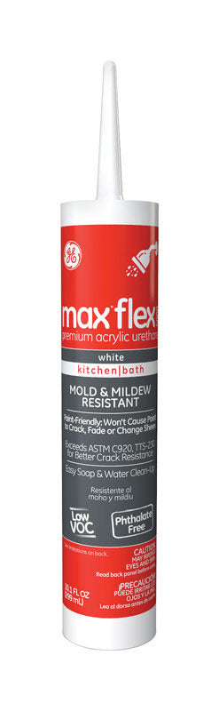 General Electric Max Flex White Siliconized Low VOC Acrylic Caulk 10.1 oz. (Pack of 12)