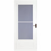 LARSON 81 in. H x 32 in. W Vinyl/Wood White Mid-View Reversible Self-Storing Storm Door