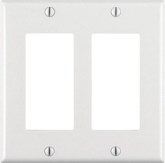 Leviton Decora White 2 gang Thermoset Plastic GFCI/Rocker Wall Plate 1 pk (Pack of 25)