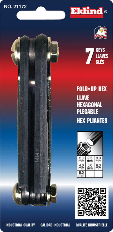 Eklind 2-8 mm Metric Fold-Up Hex Key Set 7 pc