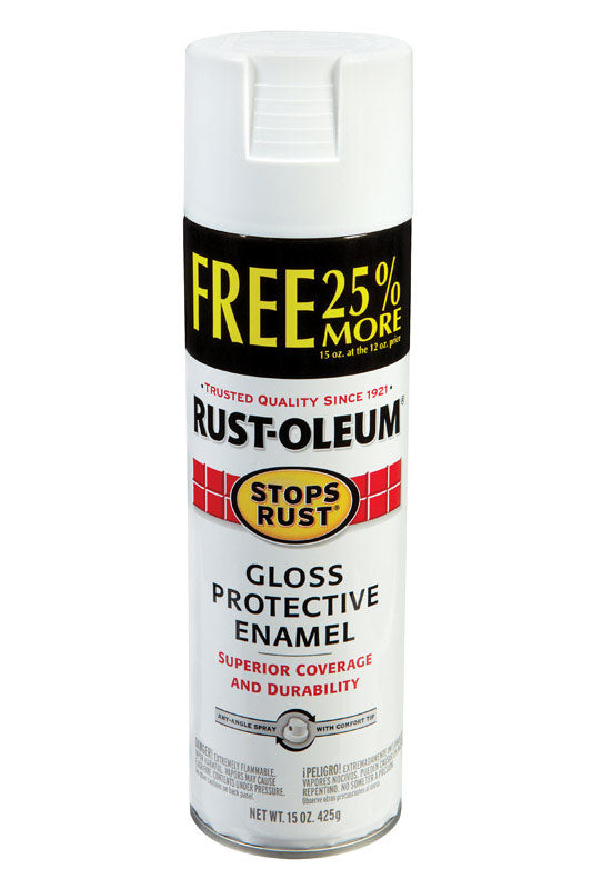 Rust-Oleum Stops Rust Gloss White Spray Paint 15 oz (Pack of 6)