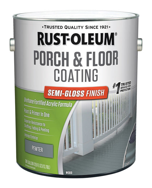 Rust-Oleum Porch & Floor Semi-Gloss Pewter Porch and Floor Paint+Primer 1 gal (Pack of 2).