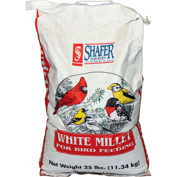 Shafer Generic White Millet 25 lb | Small Seed for Ground-Feeding Birds with Easy-Carry Paper Bag