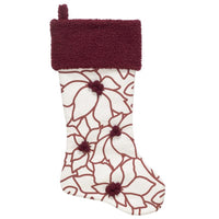 Dyno Ivory/Red Poinsettia Christmas Stocking 20 in. (Pack of 12)
