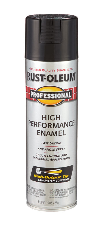 Rust-Oleum Professional Black Spray Paint 15 oz. (Pack of 6)