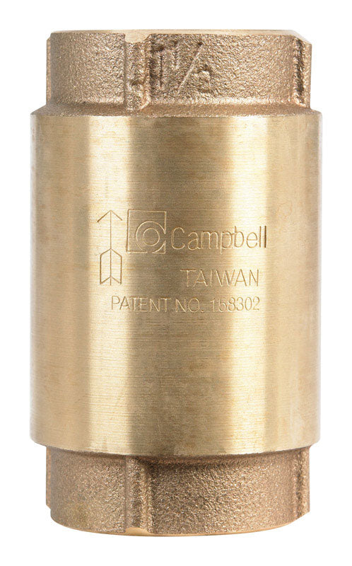 Campbell 1-1/2 in. D X 1-1/2 in. D FNPT x FNPT Red Brass Spring Loaded Check Valve