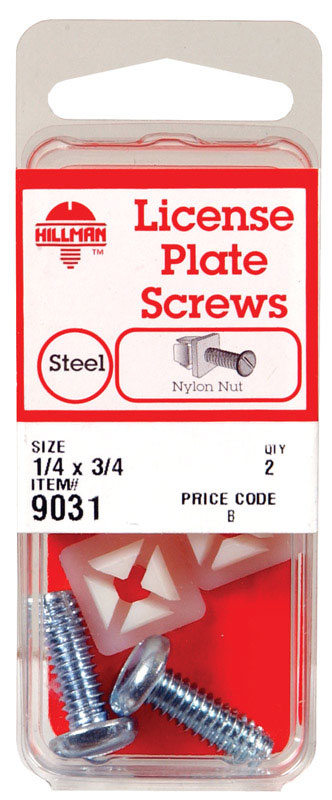 Hillman No. 14 x 3/4 in. L Slotted Square Head Zinc-Plated Steel License Plate Screws 2 pk (Pack of 10)
