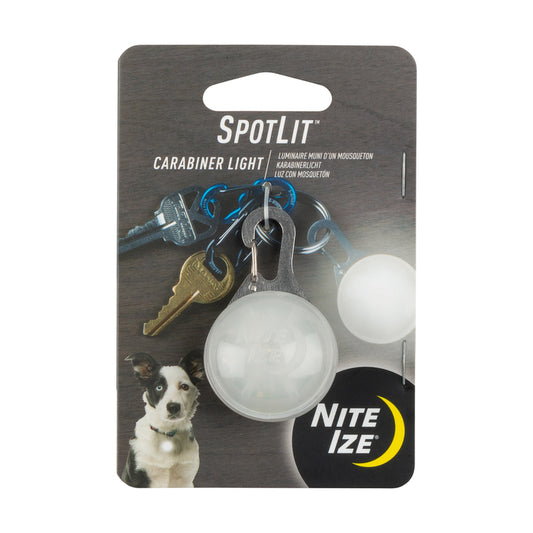 Nite Ize SpotLit 2.12 in. D Stainless Steel White Carabiner Clip with LED Light Key Holder
