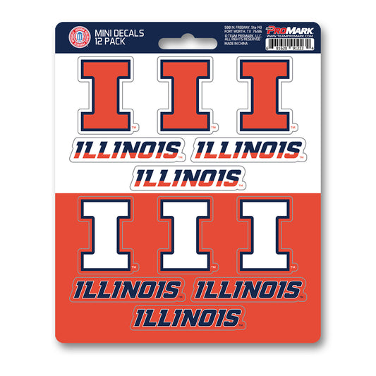 University of Illinois 12 Count Mini Decal Sticker Pack