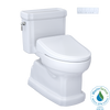 TOTO® WASHLET®+ Eco Guinevere® Elongated 1.28 GPF Universal Height Toilet and S7A Classic Bidet Seat with Auto Open/Close, Cotton White - MW9744734CEFG#01