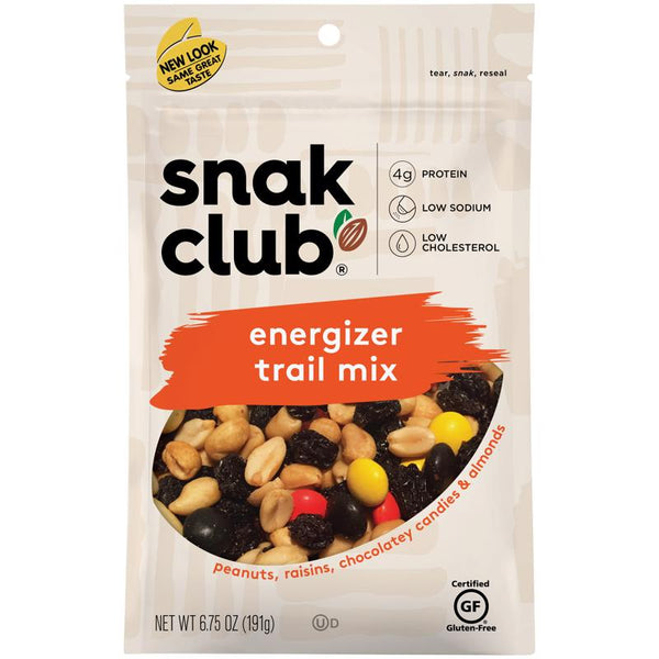 Mezcla de frutos secos energizantes Snak Club, bolsa de 6,75 oz (paquete de 6)