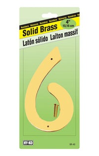 Hy-Ko 4 in. Brass Gold 6 Number Nail-On (Pack of 10)