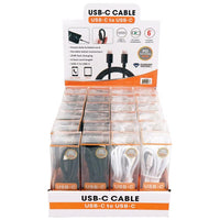 Diamond Visions Assorted Braided Cord USB-C to USB-C Cable For All Smartphones 6 ft. L (Pack of 24)