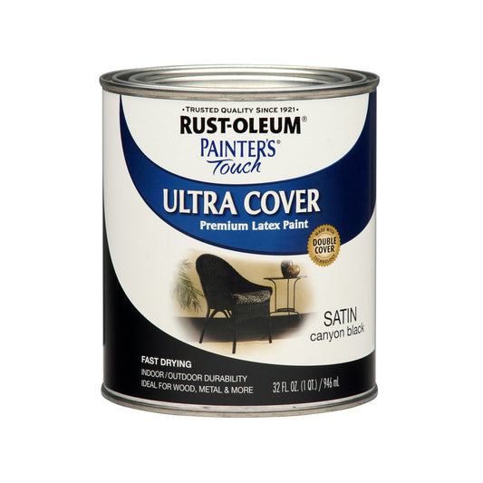 Rust-Oleum Ultra Cover Satin Canyon Black Paint Exterior and Interior 250 g/L 1 qt (Pack of 2)