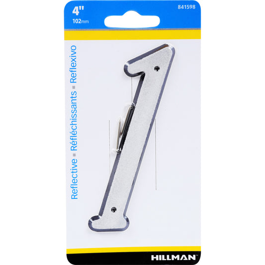 Hillman 4 in. Reflective Silver Plastic Nail-On Number 1 1 pc (Pack of 3)