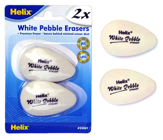 Helix 25001 White Pebble Erasers 2 Count