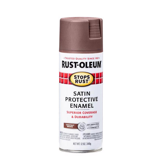 Rust-Oleum Stops Rust Satin Chestnut Brown Spray Paint 12 oz.