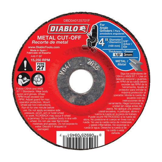 Diablo 4 in. D X 5/8 in. Aluminum Oxide Metal Cut-Off Disc 1 pk
