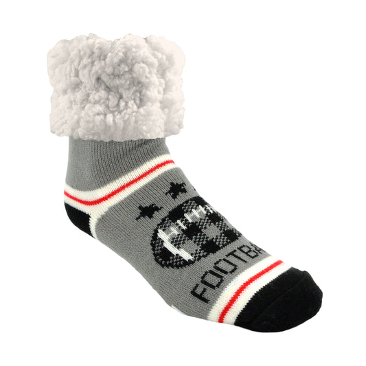 Pudus Unisex Classic Football One Size Fits Most Slipper Socks Gray (Pack of 3)