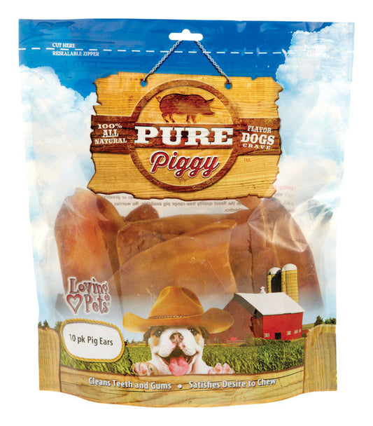 Loving Pets American Farms Pig Ears Beef Treats For Dog 1 lb 11 in. 1 pk