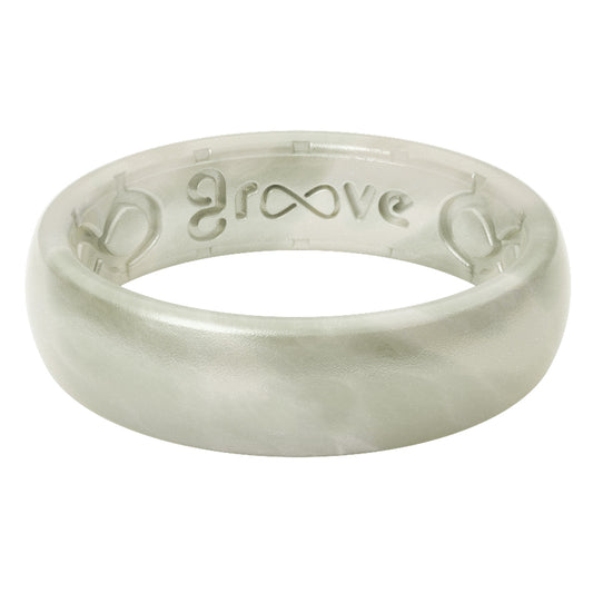 Groove Life Unisex Thin Solid Round Metallic Pearl Wedding Band Silicone Water Resistant