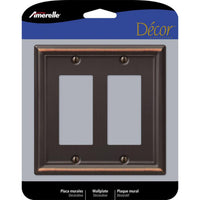 Amerelle Chelsea Aged Bronze 2 gang Stamped Steel Decorator Wall Plate 1 pk