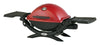 Weber Q1200 Series Gas Grill Red 1 Burner 8500 BTU Liquid Propane with Side Shelves
