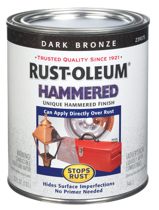 Rust-Oleum Stops Rust Hammered Dark Bronze Protective Paint 1 qt (Pack of 2)
