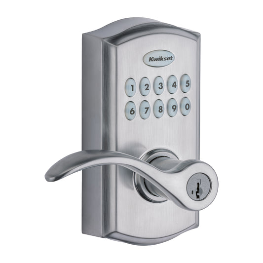 Kwikset SmartCode 955 Satin Chrome Metal Electronic Touch Pad Entry Lever