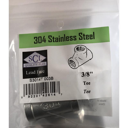 Smith-Cooper 3/8 in. FPT X 3/8 in. D FPT 3/8 in. D FPT Stainless Steel Tee