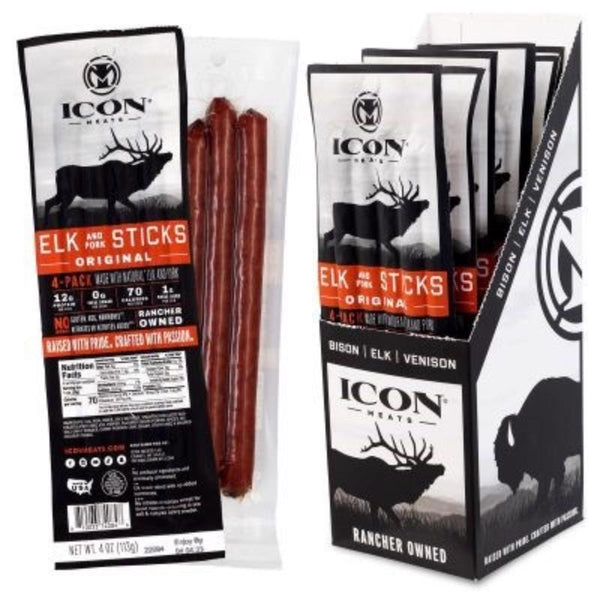 Palitos originales de alce y cerdo ICON Meats, bolsa de 4 oz (paquete de 6)