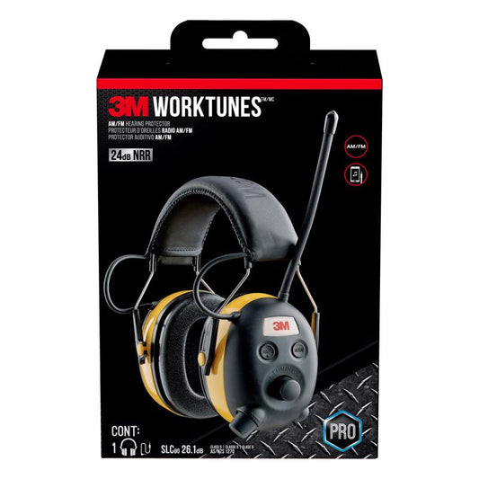 Tekk WorkTunes Black/Yellow 24 dB Plastic Adjustable Professional Hearing Protector