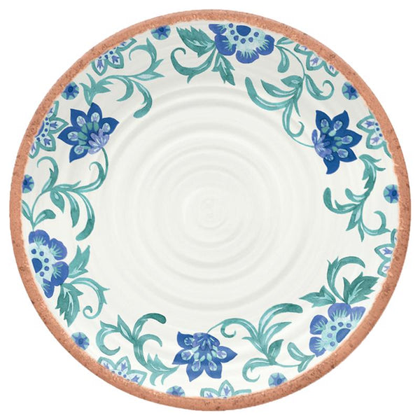 TarHong Multicolored Melamine Rio Turquoise Floral Dinner Plate 10.5 in. D 1 pc (Pack of 6)