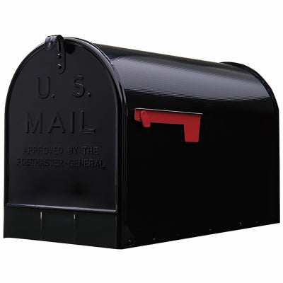 Gibraltar Mailboxes Stanley Jumbo Galvanized Steel Post Mount Black Mailbox