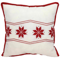 Celebrations Home Red/White Faux Linen and Scandinavian Snowflake Pillow Indoor Christmas Decor 16 i (Pack of 4)