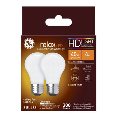 GE Relax HD A15 E26 (Medium) LED Bulb Soft White 40 Watt Equivalence 2 pk