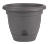 Bloem Lucca Charcoal Gray Resin UV-Resistant Round Self-Watering Planter 7 H x 9 Dia. in.