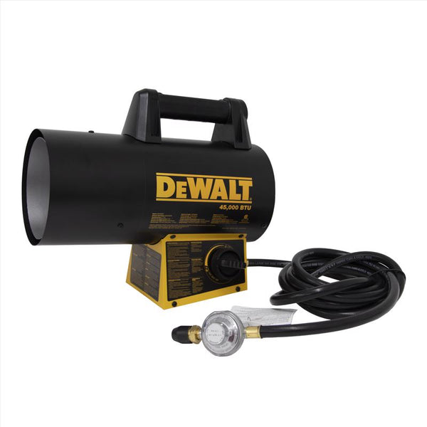 Calentador portátil de propano DeWalt de aire forzado, 45000 Btu/h, 1125 pies² - Caja abierta