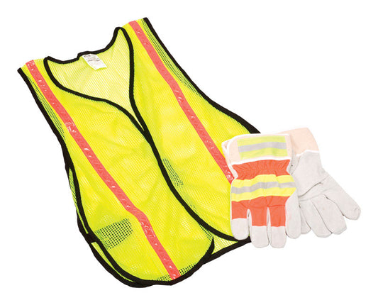 Safety Works Reflective Safety Vest with Reflective Stripe Yellow L