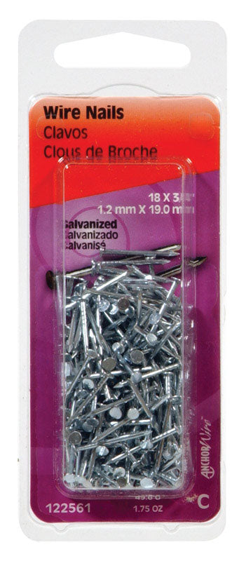 Hillman 7/8 in. L Wire Galvanized Steel Nail Smooth Shank Flat (Pack of 6)