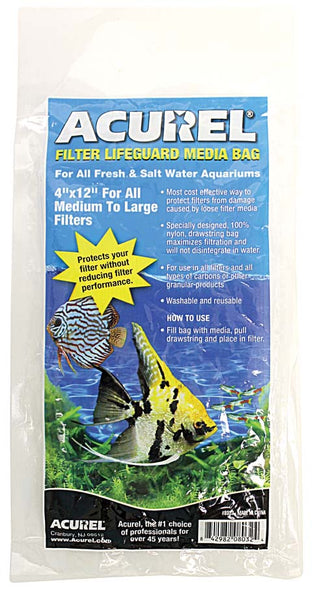 Acurel Filter Lifeguard Media Bag 4 x 12 in Nylon Drawstring Filter Bag for Freshwater and Saltwater Aquariums
