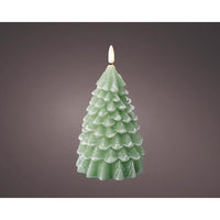 Lumineo Green Flickering Flameless Tree Candle 7 in.